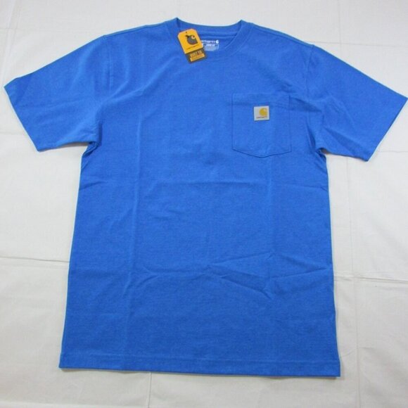 Carhartt Men's SM Loose Fit Heavyweight Short Sleeve Pocket T-Shirt Marine Blue - Picture 1 of 2